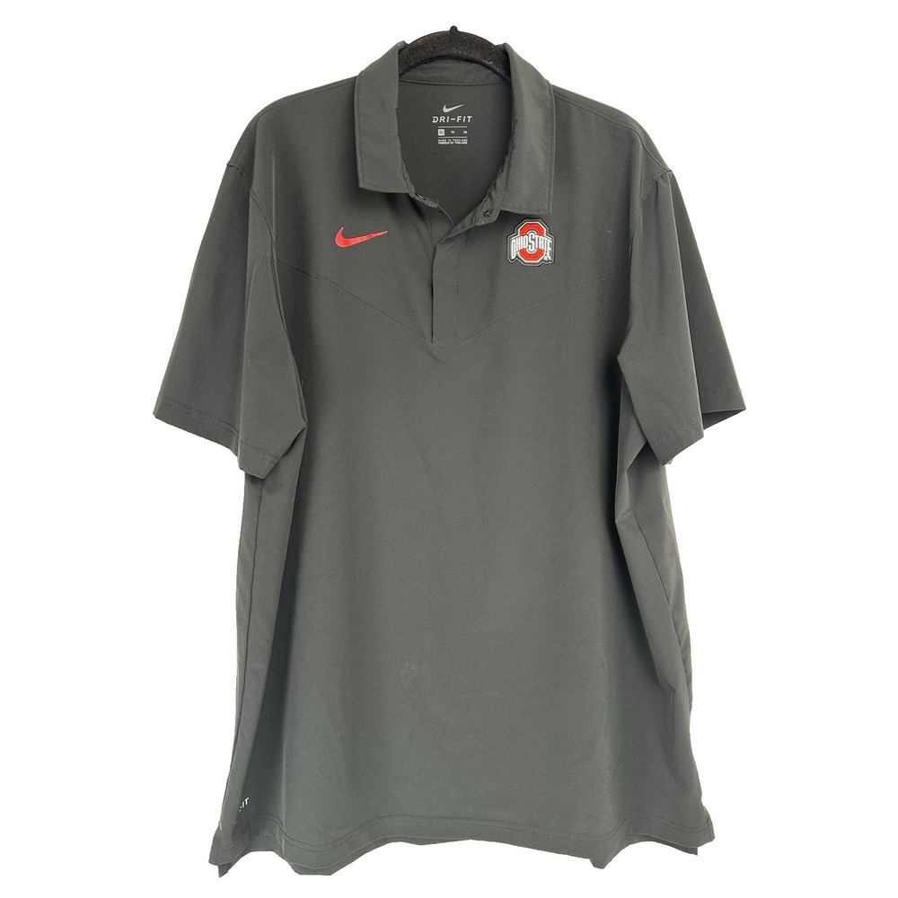 Nike Ohio State Buckeyes Polo Size XL Black College Football Dri-Fit Tailgate